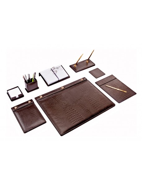 Brons 9 pcs Buttoned Desktop Set Brown