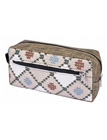 Brons Flock Patterned Pencil Case Frontal Zipped