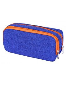 Brons Linen Textured Double Zipped Pencil Case