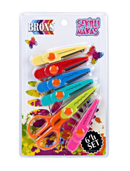 Brons Shaped Scissors Blister Sey by 6