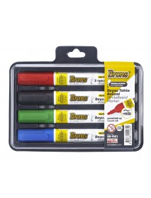 Brons White Board Refillable Marker Round Nib Blister Set 4 Colors