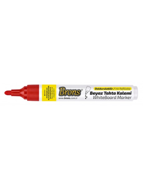 Brons White Board Refillable Marker Red Round Nib