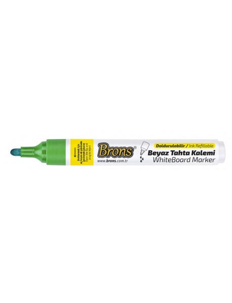 Brons White Board Refillable Marker Green Round Nib