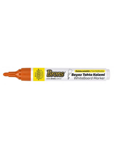 Brons White Board Refillable Marker Orange Round Nib