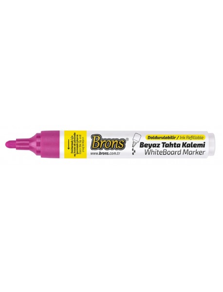 Brons White Board Refillable Marker Pink Round Nib