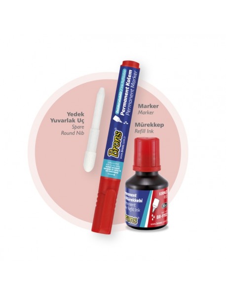 PERMANENT MARKER & INK SET RED