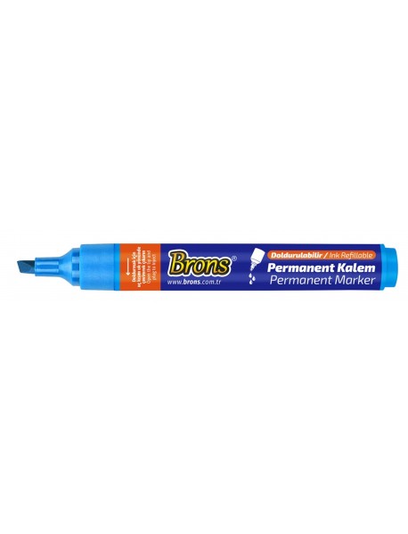 Brons Permanent Refillable Marker Blue Chisel Nib