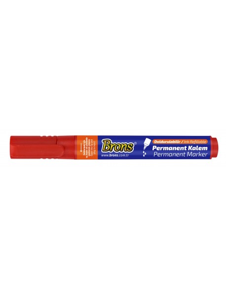 Brons Permanent Refillable Marker Red Chisel Nib