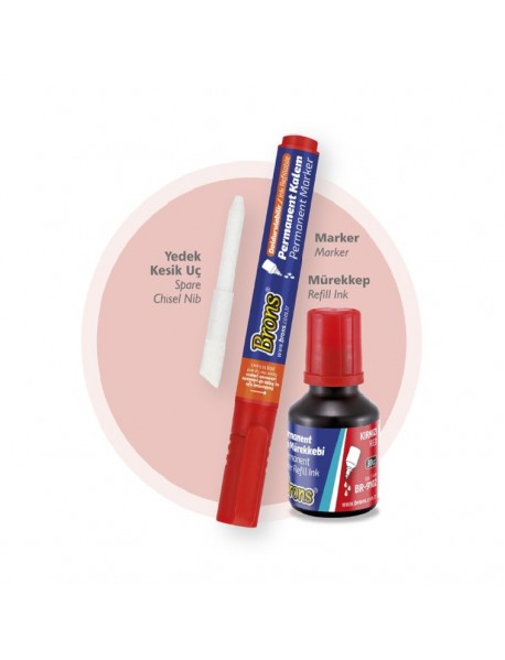 PERMANENT MARKER & INK SET RED