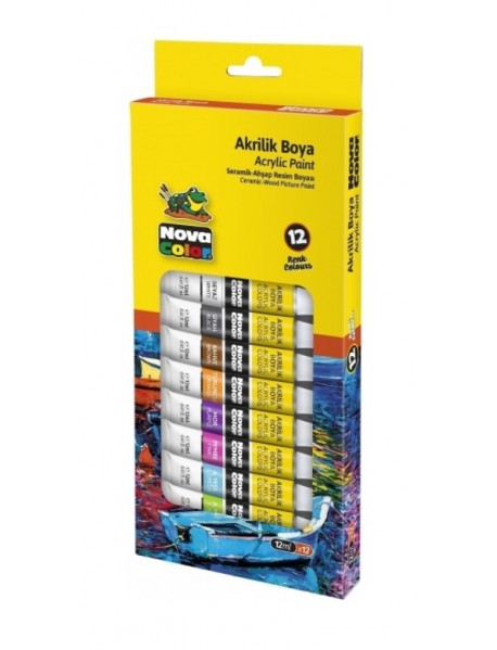 Nova Color Acrylic Paint Aluminum Tube 12ml 12 Colors