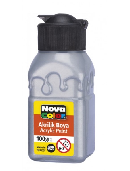 Nova Color Acrylic Paint Soft Patterned Bottle 100g Silver