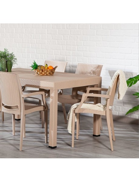 RATTAN RECTANGULAR TABLE CAPPUCINO