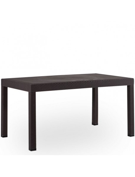 RATTAN RECTANGULAR TABLE BROWN