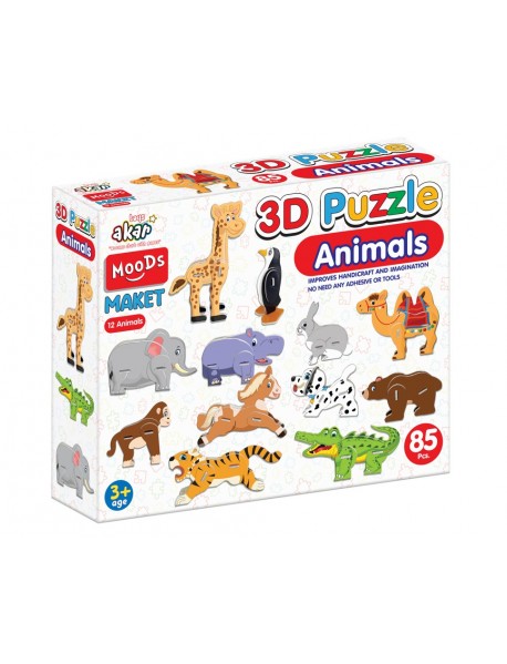 AKAR MOODS ANIMALS 12 PCS  3D