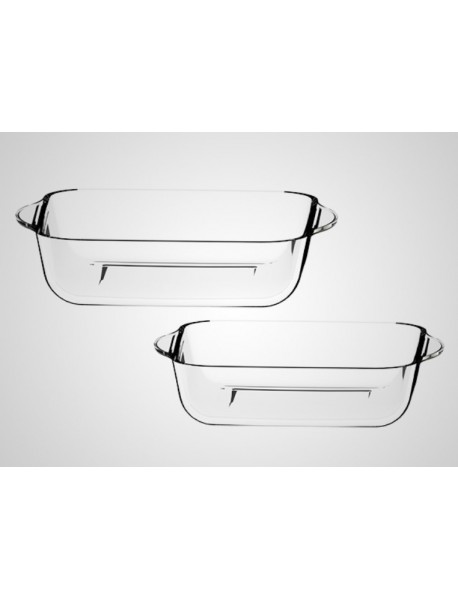 SQUARE PLAIN 2 PCS SET BOROSILICATE