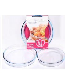  CIRCLE PLAIN 2 PCS TRAY SET BOROSILICATE