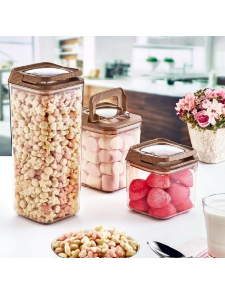 Vacuum Square Wooden Storage Jar Set 3 pcs
(700ml + 900ml + 1700ml)