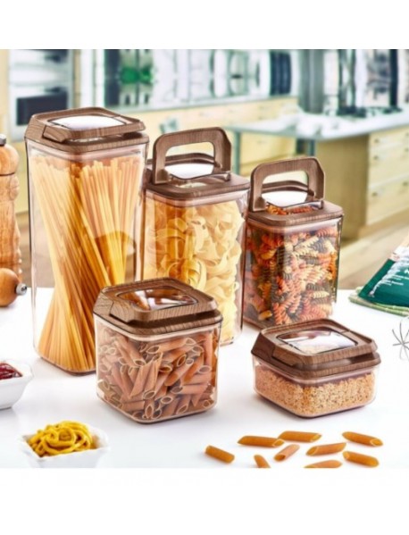 Vacuum Square Wooden Storage Jar Set 5 pcs
(250ml + 700ml + 900ml + 1200ml + 1700ml)