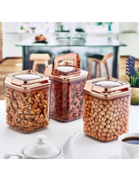 Vacuum Square Rose Storage Jar Set 3 pcs
(900ml + 900ml + 900ml)