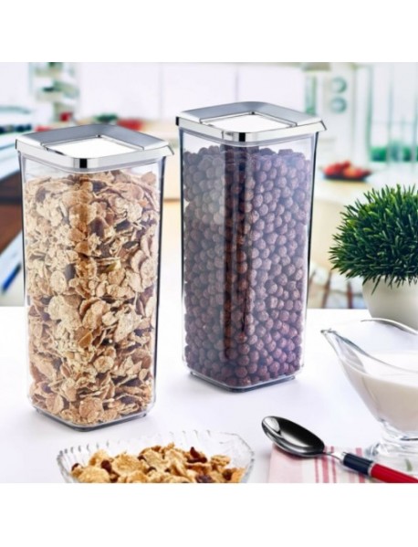 Square Chrome Storage Jar Set 2 pcs
(1700ml + 1700ml)