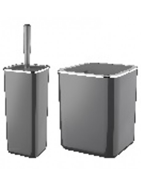 Square Chrome Bathroom Set 2 pcs (Brush&Can)