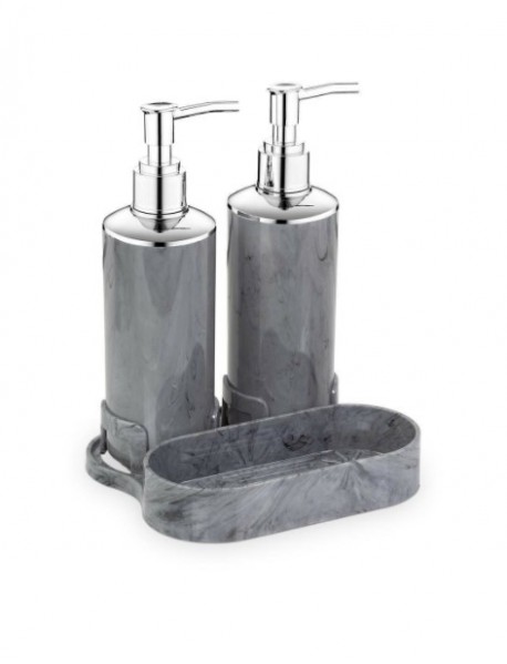 Marble Design Chrome Double Soap Dispenser