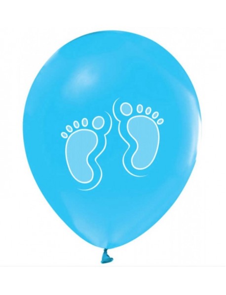 1+1 BABY FEET PRINTED METALLIC LIGHT BLUE 12" BALLOON (100PCS)