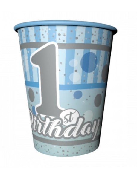 FIRST BIRTHDAY BOY CUPS 8 OZ (8PCS)