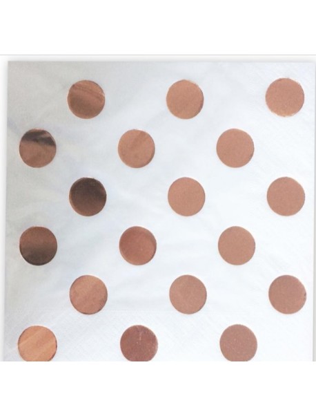 ROSE GOLD FOIL DOTS PRINTED WHITE NAPKIN 33x33cm (16PCS)