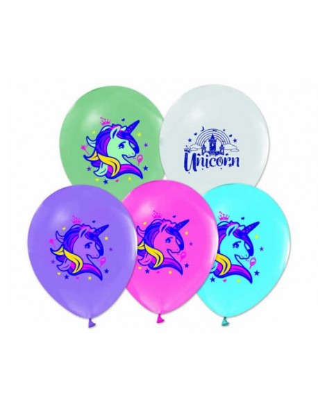 4+1 UNICORN PRINTED PASTEL COLOR 12" BALLOON (100PCS)