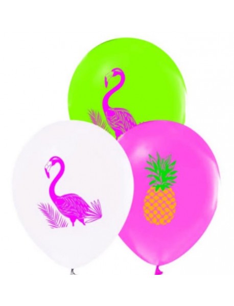 2+1 FLAMINGO PRINTED PASTEL COLOR 12" BALLOON (100PCS)