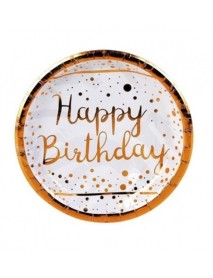 GOLD FOIL HAPPY BIRTHDAY PRINTED WHITE PLATE (6 PCS)