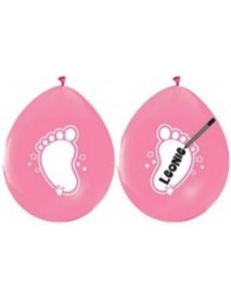 1+1 PERSONALIZED FOOT PRINTED 12'' PASTEL BALLOON PINK (100 PCS)