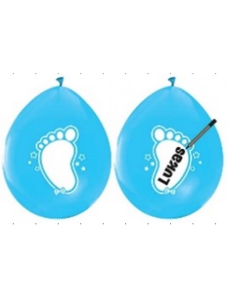 1+1 PERSONALIZED FOOT PRINTED 12'' PASTEL BALLOON LIGHT BLUE (100 PCS)