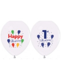 4+1 "RADIANT BIRTHDAY 1st AGE" PRINTED WHITE 12" BALLOONS (100pcs)