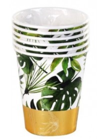 GOLD FOIL LEAVES PRINTED 220/240cc CUPS (6PCS)