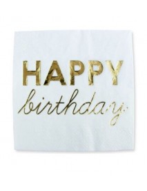 GOLD FOIL HAPPY BIRTHDAY PRINTED NAPKIN (16PCS)