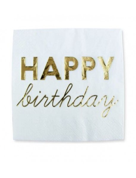 GOLD FOIL HAPPY BIRTHDAY PRINTED NAPKIN (16PCS)