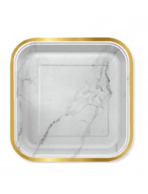 GOLD FOIL MARBLE PRINTED SQUARE PLATES 23CM (6PCS)