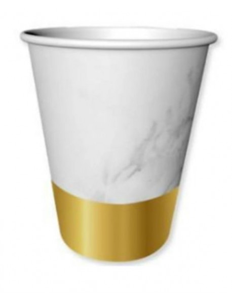 GOLD FOIL MARBLE PRINTED 220/240cc CUPS (6PCS)