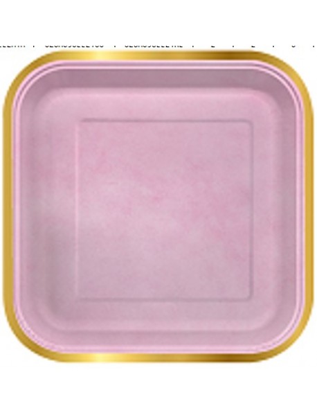 GOLD FOIL PRINTED PINK SQUARE PLATES 23CM (6PCS)