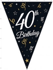 SPARKLING CONFETTI 40th BIRTHDAY FLAG SET 