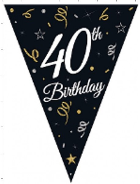 SPARKLING CONFETTI 40th BIRTHDAY FLAG SET 