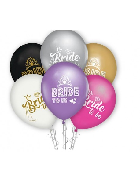 1+1 BRIDE TO BE PRINTED METALLIC 12" BALLOONS (100pcs)