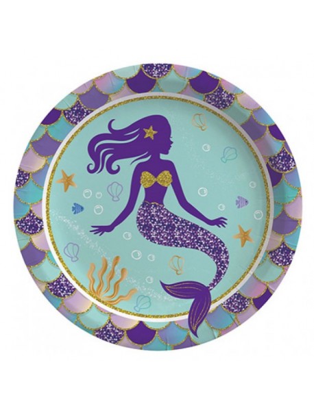 SHINING MERMAID PAPER PLATES 23CM (8 PCS)