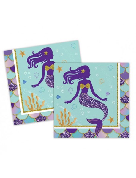 SHINING MERMAID NAPKINS 33X33 cm (16 PCS)