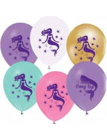 3+1 SHINING MERMAID PRINTED 12" PASTEL BALLOON 100PCS