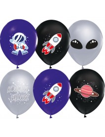 4+1 COSMIC GALAXY PRINTED 12" PASTEL  BALLOON (100 PCS)