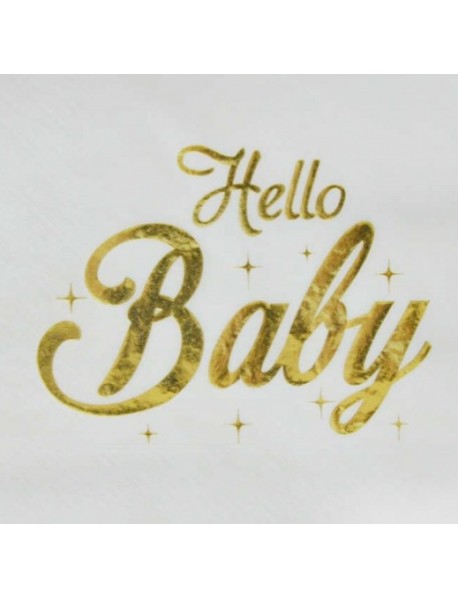 HELLO BABY  FOIL PRINTED NAPKINS 16PCS  (33x33cm)