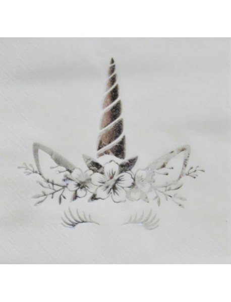 SILVER FOIL UNICORN PRINTED NAPKIN (16PCS)